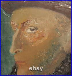 Vintage expressionist oil painting man portrait signed