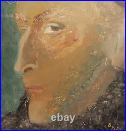 Vintage expressionist oil painting man portrait signed