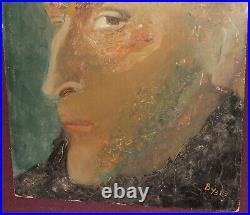 Vintage expressionist oil painting man portrait signed