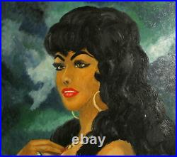 Vintage fauvist oil painting woman portrait signed