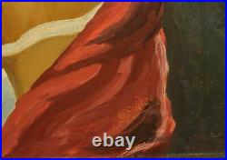 Vintage fauvist oil painting woman portrait signed