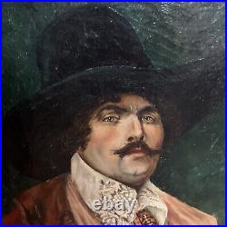 Vintage framed oil painting canvas portrait man musketeer 1935 signed e wheelock