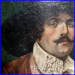 Vintage framed oil painting canvas portrait man musketeer 1935 signed e wheelock