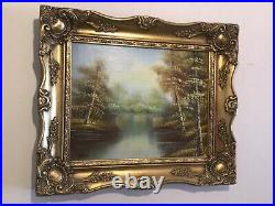 Vintage gilt framed original signed oil painting