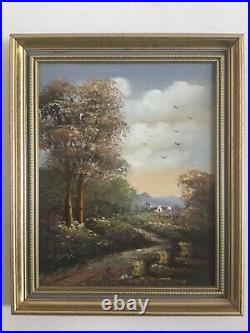 Vintage gilt framed original signed oil painting by artist A Jurel on canvas