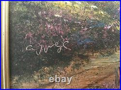 Vintage gilt framed original signed oil painting by artist A Jurel on canvas