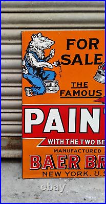 Vintage, heavy and rare Baer Bros Paints sign Double sided with flange