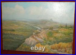 Vintage impressionist oil painting landscape signed