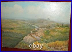 Vintage impressionist oil painting landscape signed