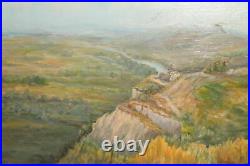 Vintage impressionist oil painting landscape signed