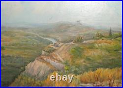 Vintage impressionist oil painting landscape signed