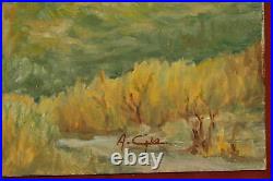 Vintage impressionist oil painting landscape signed