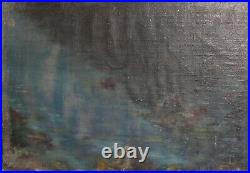 Vintage impressionist seascape oil painting signed