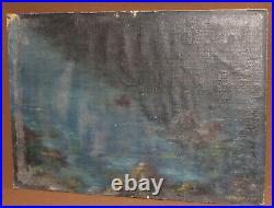 Vintage impressionist seascape oil painting signed