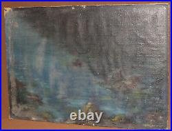 Vintage impressionist seascape oil painting signed