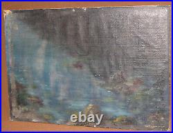 Vintage impressionist seascape oil painting signed