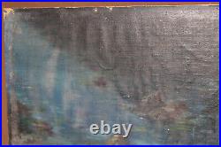 Vintage impressionist seascape oil painting signed