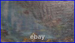 Vintage impressionist seascape oil painting signed