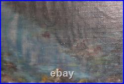 Vintage impressionist seascape oil painting signed