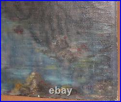 Vintage impressionist seascape oil painting signed