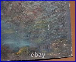 Vintage impressionist seascape oil painting signed