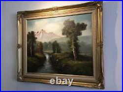 Vintage large gilt framed original signed oil painting on canvas