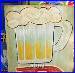 Vintage look Old Style Hand Painted Bar Sign hot rod garage art Weathered Patina