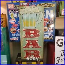 Vintage look Old Style Hand Painted Bar Sign hot rod garage art Weathered Patina