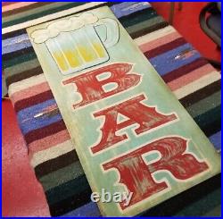 Vintage look Old Style Hand Painted Bar Sign hot rod garage art Weathered Patina