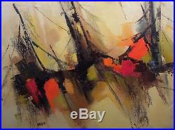 Vintage mid century modern abstract signed oil painting