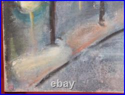 Vintage modernist oil painting cityscape signed