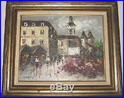 Vintage oil painting German, Venitian, or Paris Cityscape signed B. Rodgers