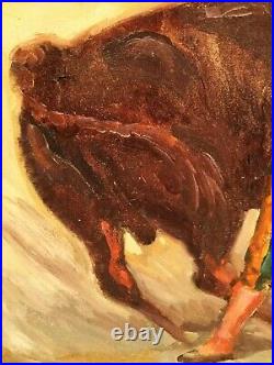 Vintage oil painting. Valencian Matador. Bullfighter. Mid century. By Persona