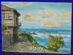 Vintage oil painting landscape seascape signed