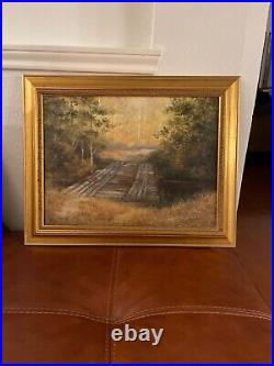Vintage oil painting on canvas signed by J Fuller
