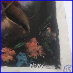 Vintage oil painting portrait woman Signed Vernier 25x21 Inches