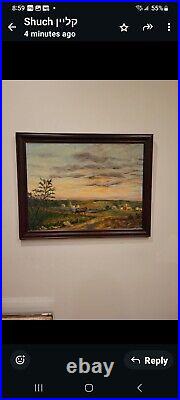 Vintage oil painting signed by jean b. Egan framed late view in amish country pa