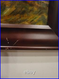 Vintage oil painting signed by jean b. Egan framed late view in amish country pa