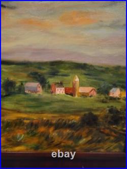 Vintage oil painting signed by jean b. Egan framed late view in amish country pa