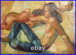 Vintage oil painting signed man portrait