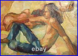 Vintage oil painting signed man portrait