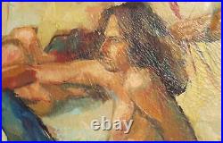 Vintage oil painting signed man portrait