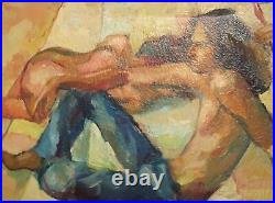 Vintage oil painting signed man portrait