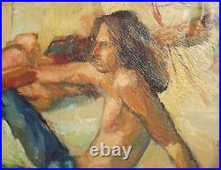 Vintage oil painting signed man portrait