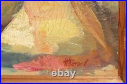 Vintage oil painting signed man portrait