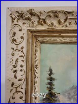 Vintage oil painting signed s. Brandle, mountain landscape with lake &