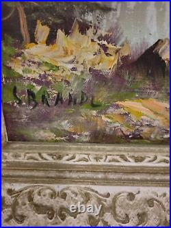 Vintage oil painting signed s. Brandle, mountain landscape with lake &