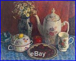 Vintage old Russian original signed oil impressionism painting Still Life