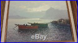 Vintage original Oil Canvas Seascape Guido Odierna Signed Italian Midcentury