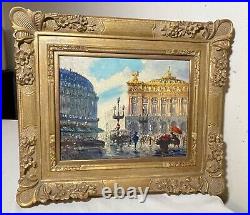 Vintage original Oil on canvas figural cityscape signed expressionism Painting